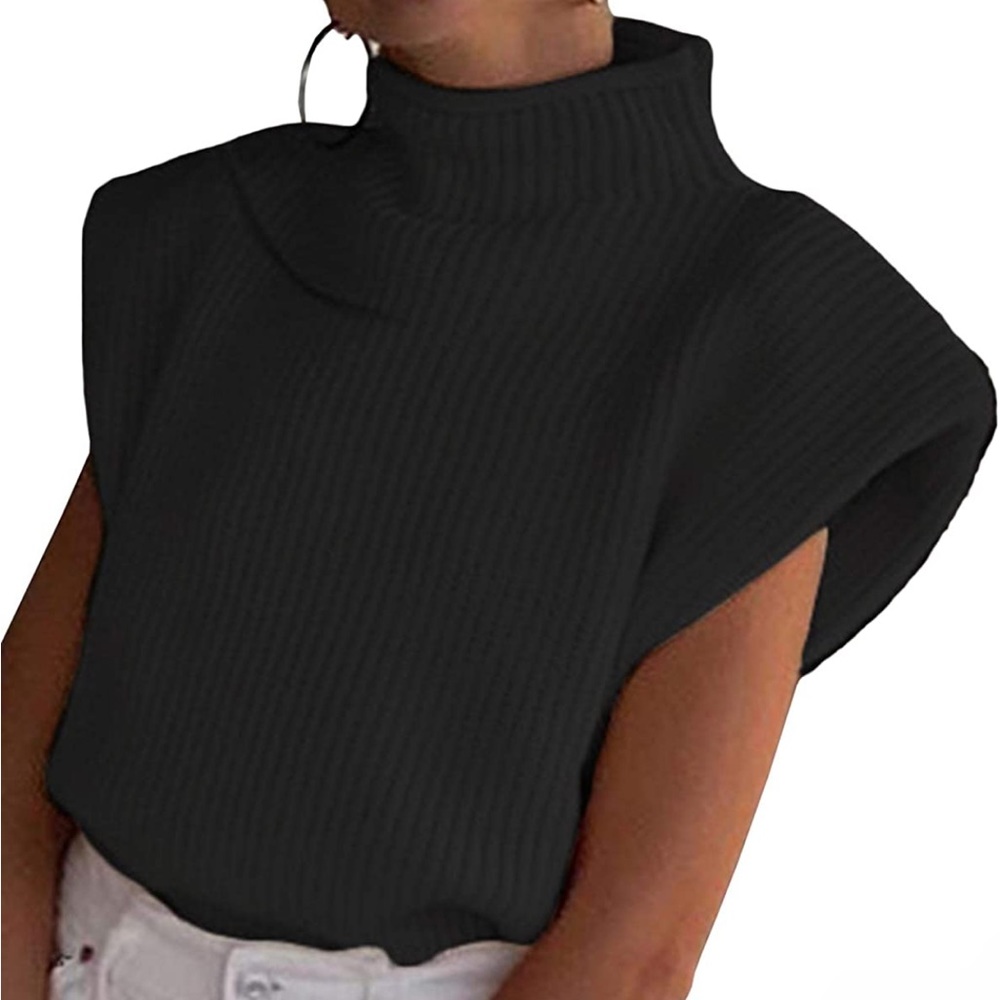 Women's Shoulder Pad Sweater Top Sleeveless